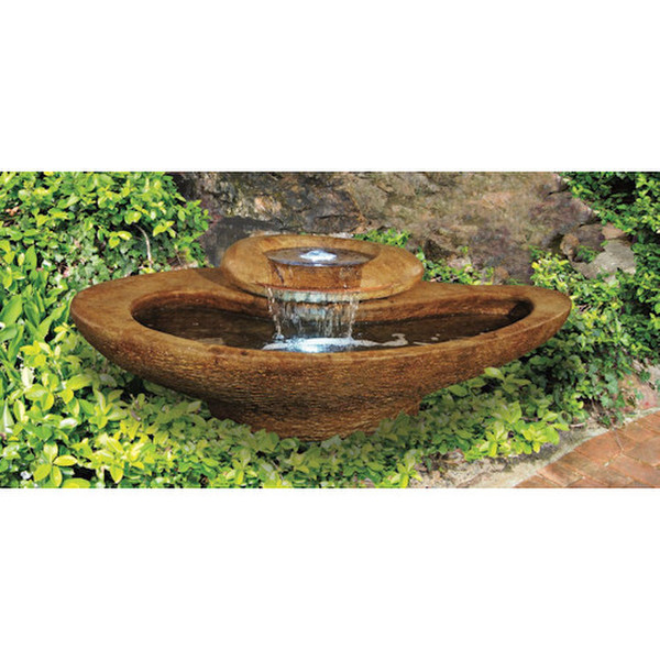 River Stone Fountain boasts a swirling and swooping design modern